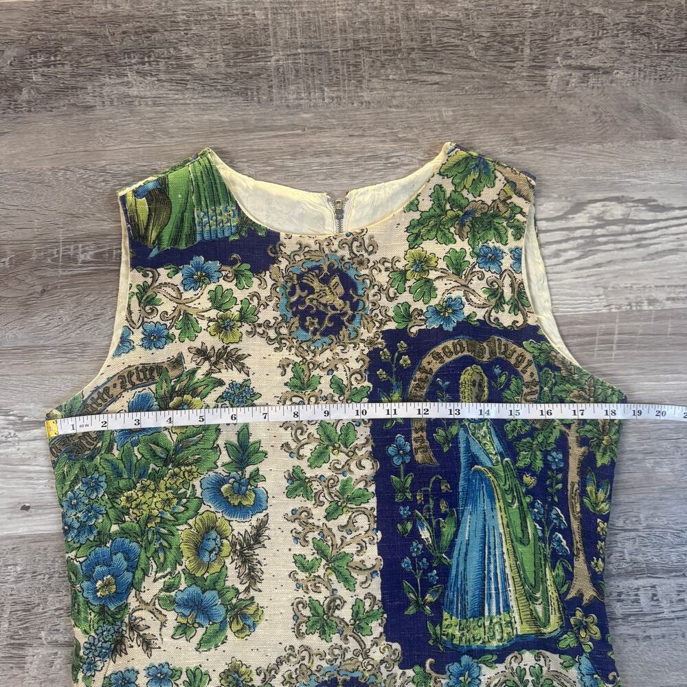 Vintage Cream, Blue & Green Printed Midi Dress - Picture 6 of 8